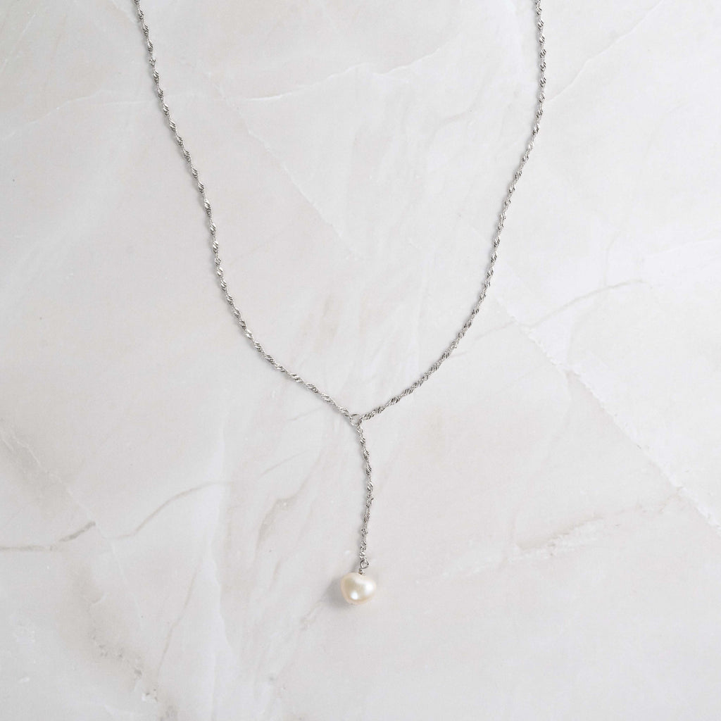 Pearl Drop Necklace by Sami Jewels, Freshwater Pearl Necklace, Lariat, Y Necklace, Bridal Pearl Drop Necklace