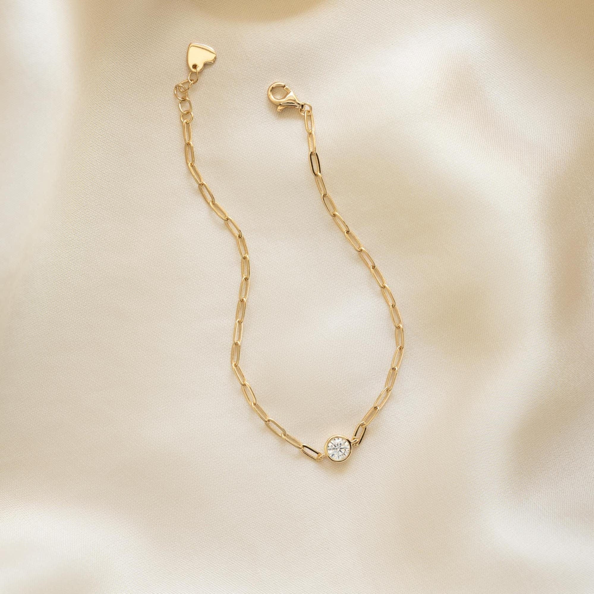 Diamond Bracelet, Paperclip Bracelet, Charm Bracelet, Gold Bracelet, Silver Bracelet, Dainty Bracelet, Chain Bracelet, Stackable Bracelet