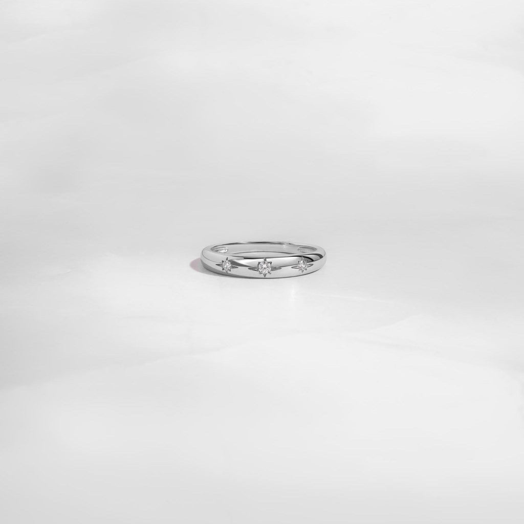 Thin Starburst Diamond Ring, Star Setting Celestial Ring, Gold Ring, Silver Ring, Dainty Ring, Minimalist Jewelry, Christmas Gift for Her