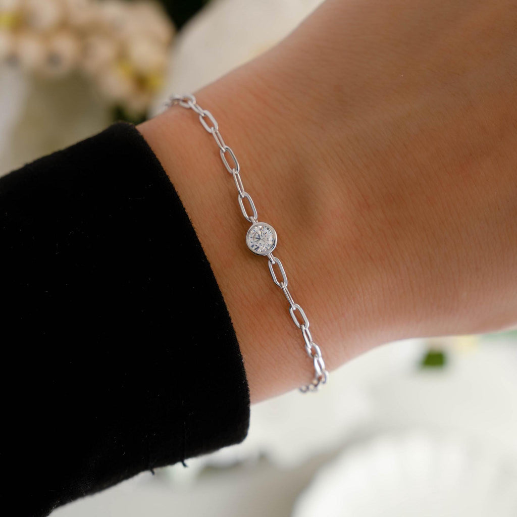 Diamond Bracelet, Paperclip Bracelet, Charm Bracelet, Gold Bracelet, Silver Bracelet, Dainty Bracelet, Chain Bracelet, Stackable Bracelet