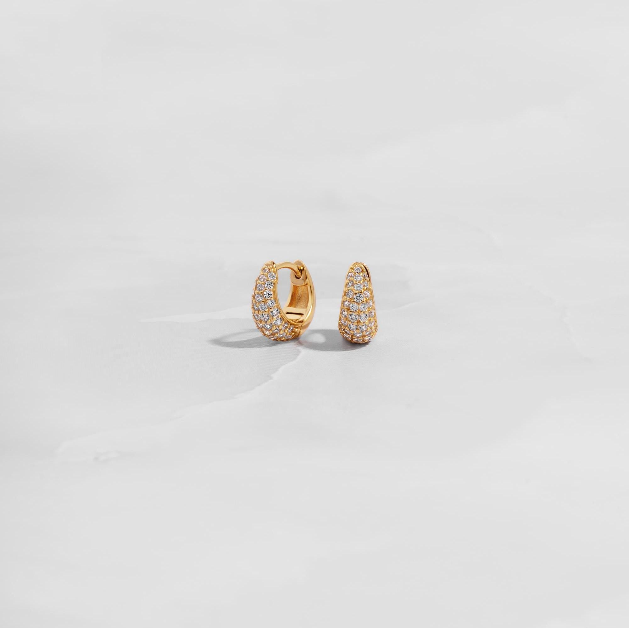 Diamond Huggie Earrings, Small Hoop Earrings, Dainty Earrings, Gold Earrings, Silver Earrings, Minimalist Jewelry, Christmas Gift for Her