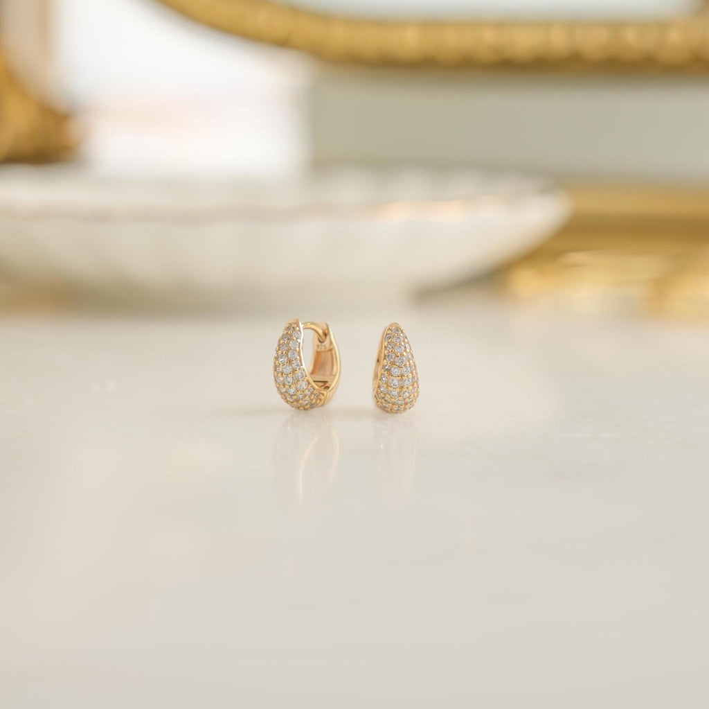 Diamond Huggie Earrings, Small Hoop Earrings, Dainty Earrings, Gold Earrings, Silver Earrings, Minimalist Jewelry, Christmas Gift for Her