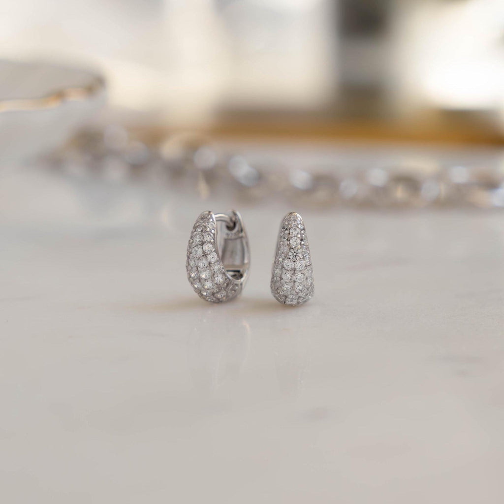 Diamond Huggie Earrings, Small Hoop Earrings, Dainty Earrings, Gold Earrings, Silver Earrings, Minimalist Jewelry, Christmas Gift for Her