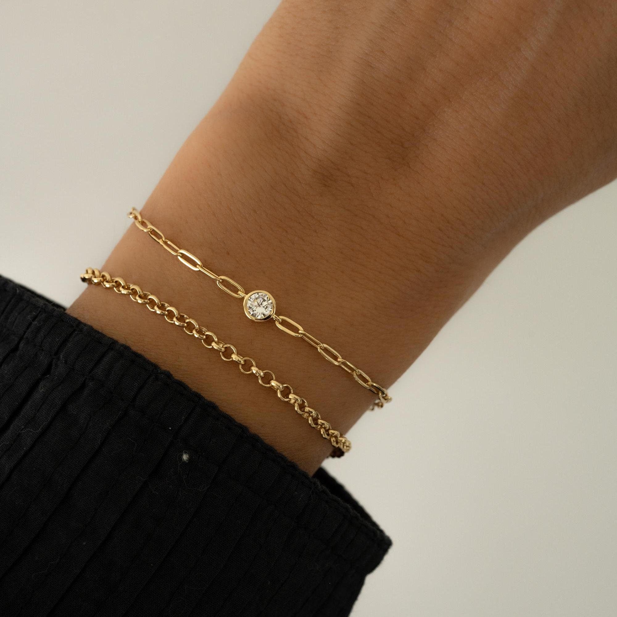 Diamond Bracelet, Paperclip Bracelet, Charm Bracelet, Gold Bracelet, Silver Bracelet, Dainty Bracelet, Chain Bracelet, Stackable Bracelet