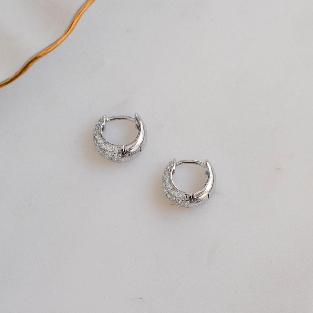 Diamond Huggie Earrings, Small Hoop Earrings, Dainty Earrings, Gold Earrings, Silver Earrings, Minimalist Jewelry, Christmas Gift for Her