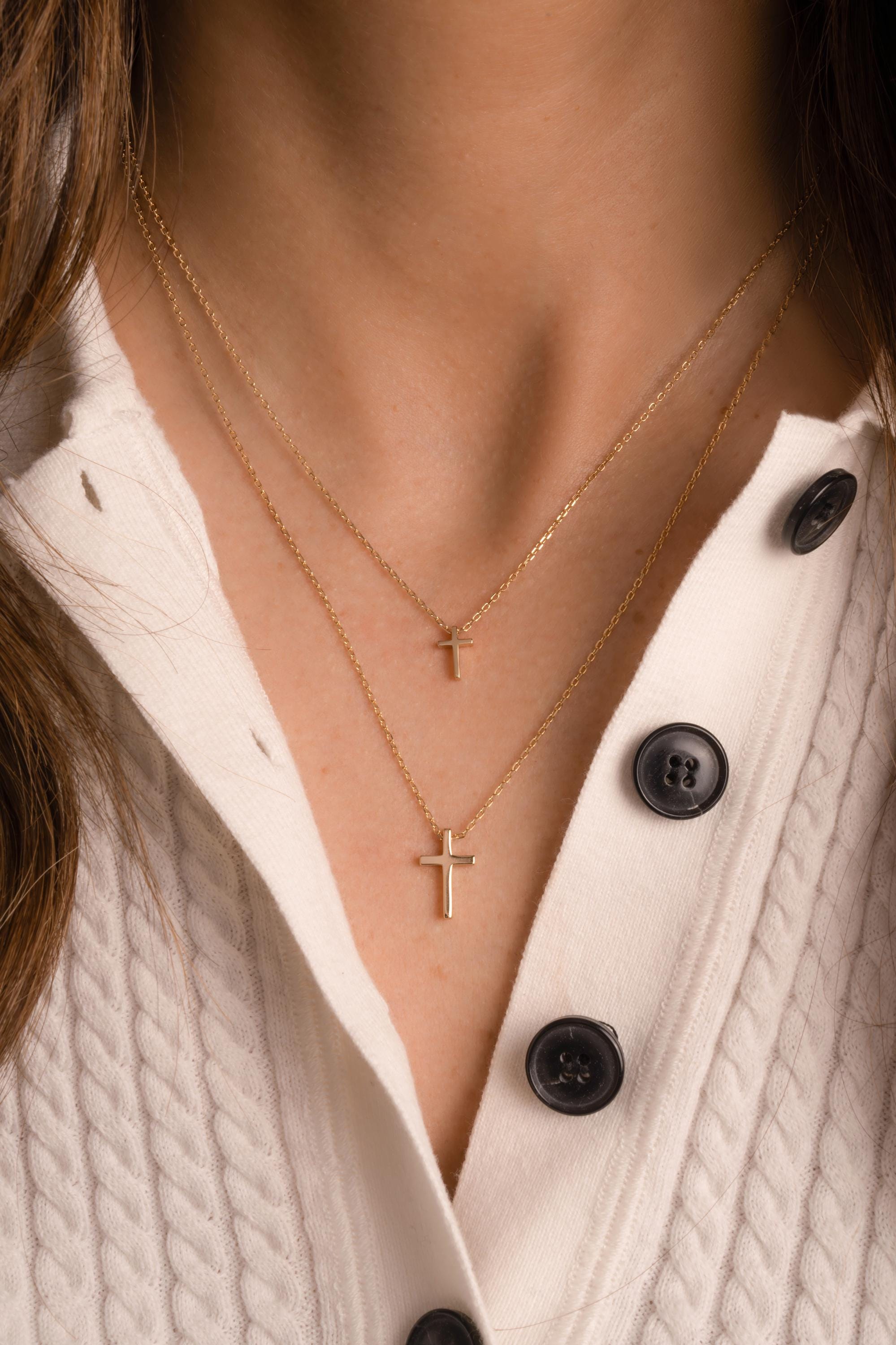 Cross Necklace, Dainty Cross Jewelry, Religious Jewelry, Minimalist Cross Necklace, Layering Necklace, Gift for Her