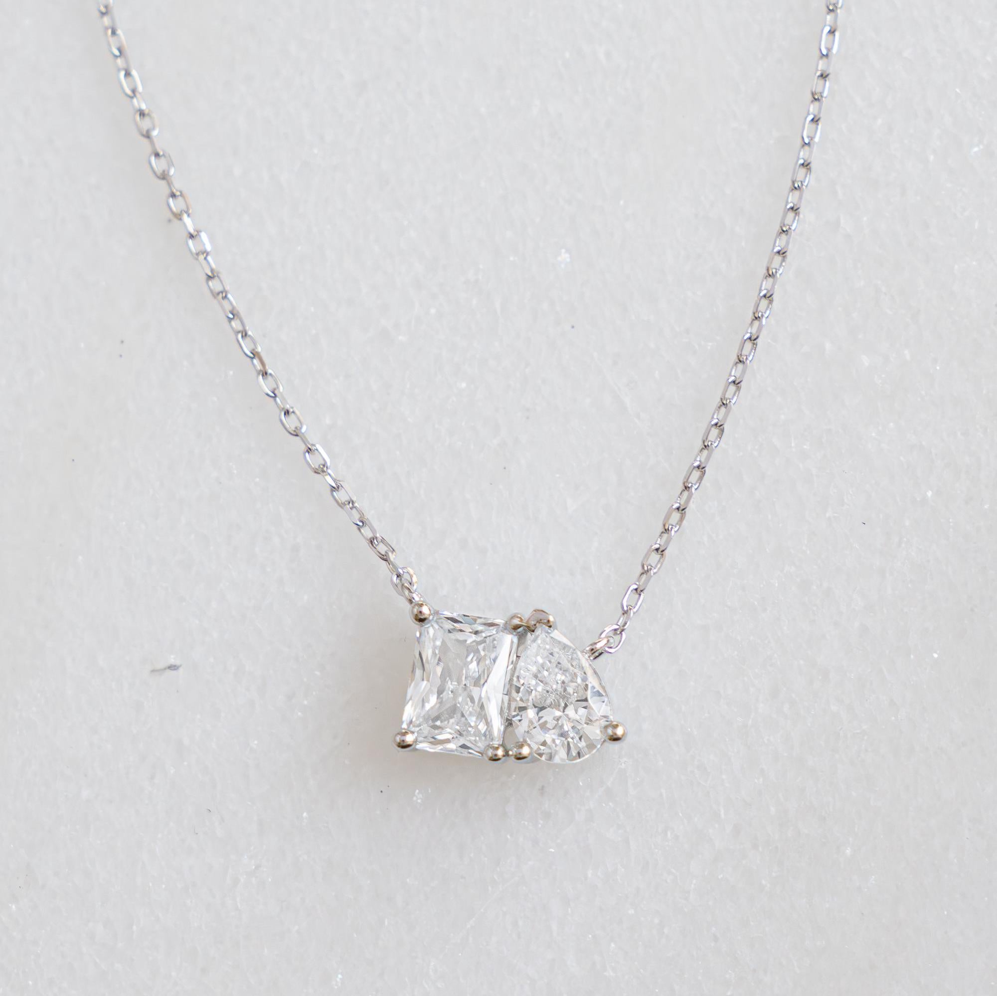 Toi et Moi Necklace, Pendant Necklace, Emerald Necklace, Gemstone Necklace, Gift for Her, Bridal Jewelry, Wedding Jewelry, Anniversary Gift