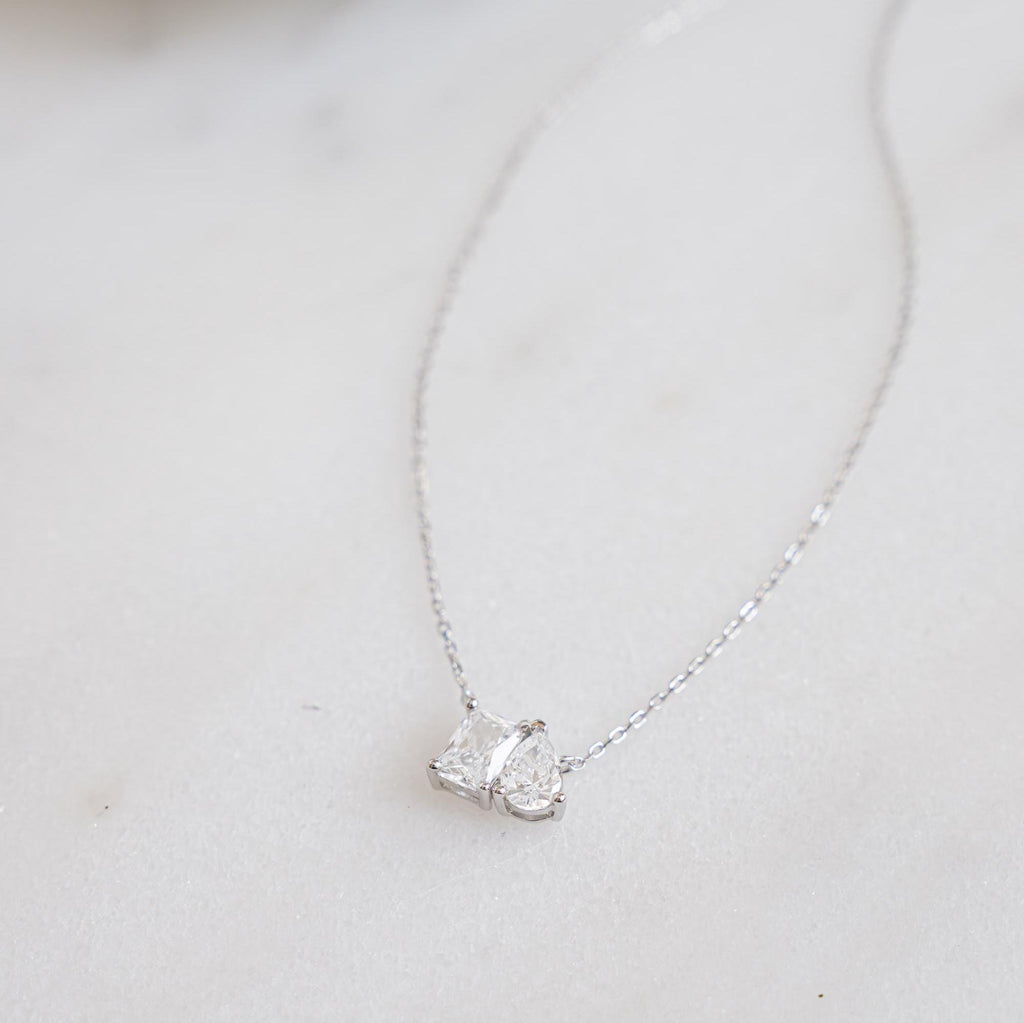 Toi et Moi Necklace, Pendant Necklace, Emerald Necklace, Gemstone Necklace, Gift for Her, Bridal Jewelry, Wedding Jewelry, Anniversary Gift