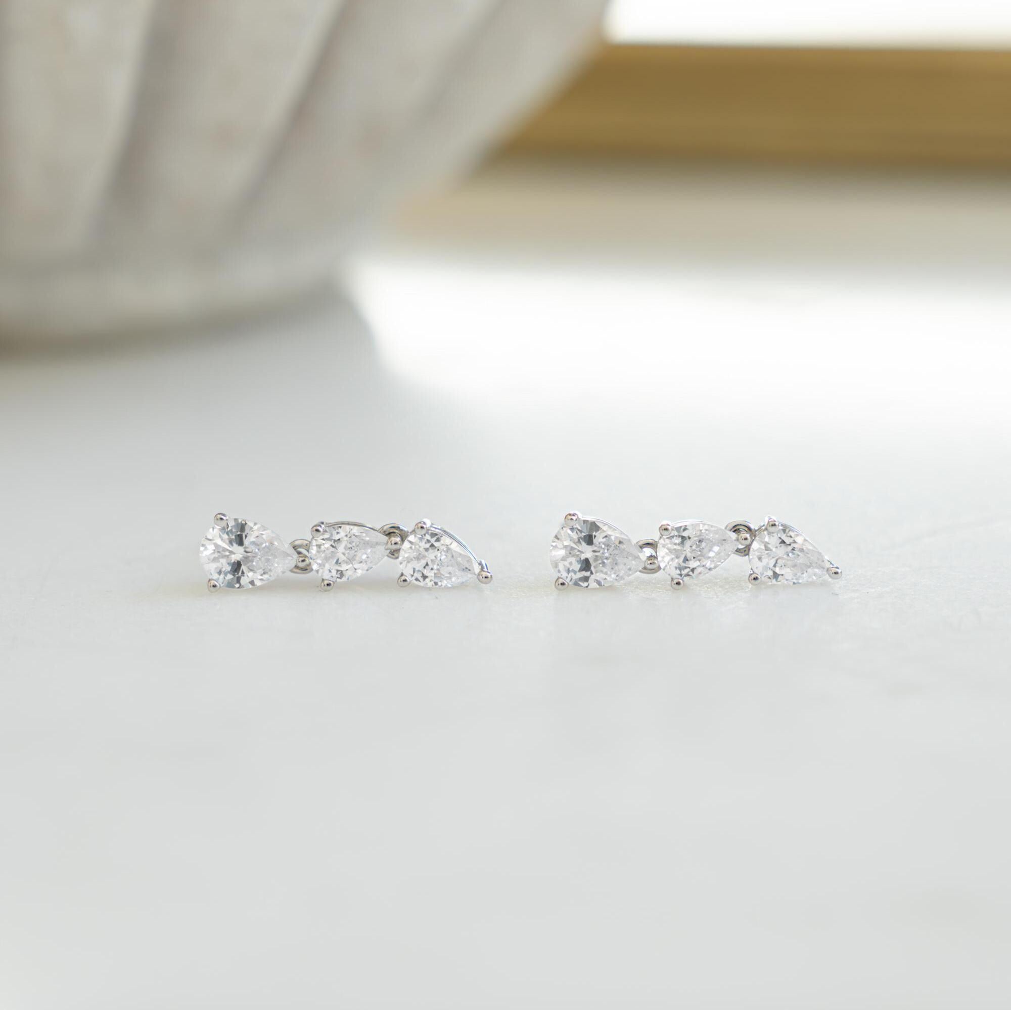 Teardrop Earrings, Dangle Earrings, Drop Earrings, Diamond Stud Earrings, Bridal Earrings, Wedding Jewelry, Gift for Her, Wedding Earrings