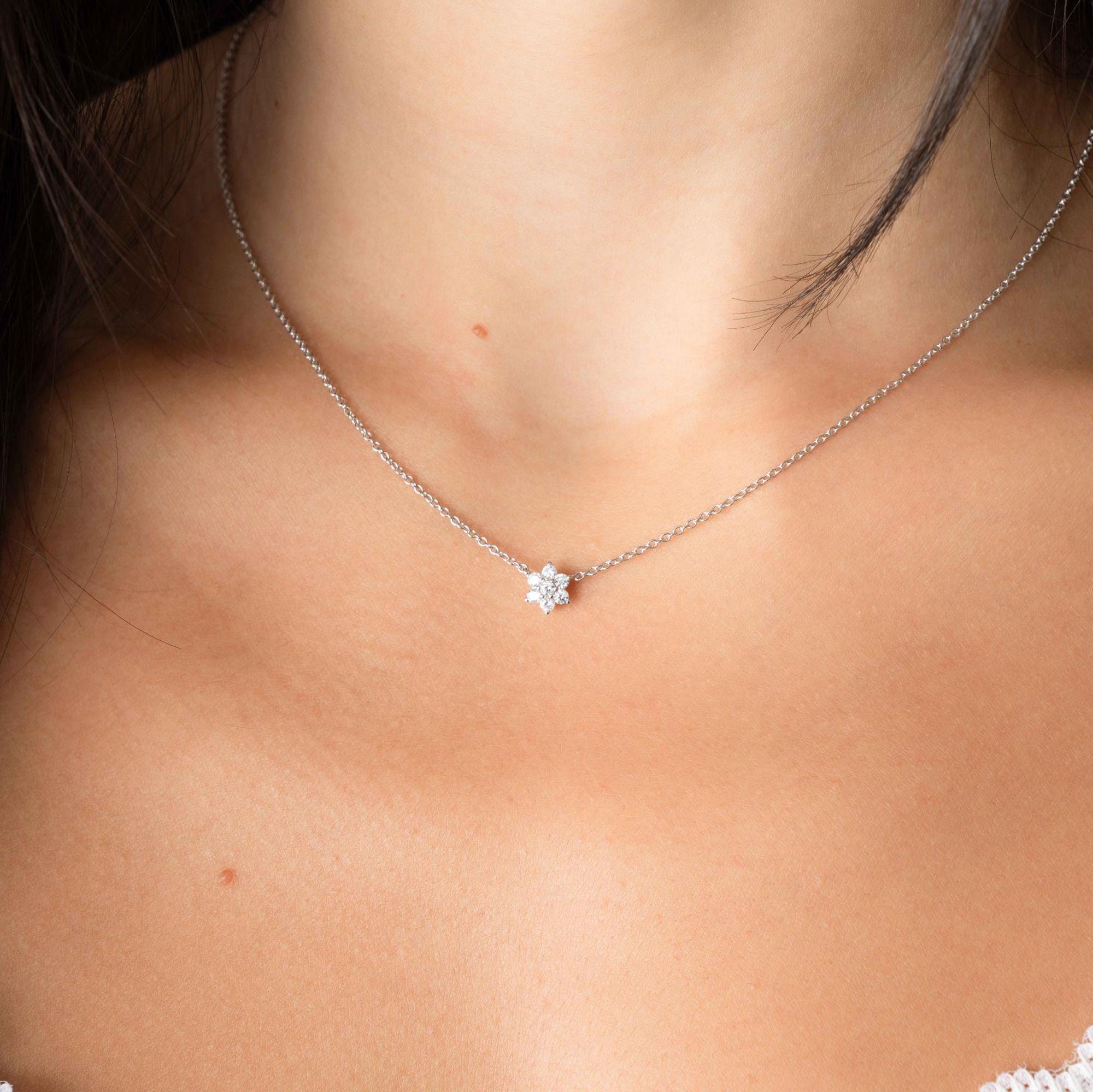 Flower Necklace, Flower Jewelry, Gift for Her, Bridal Jewelry, Bridesmaid Gift, Bridal Necklace, Minimalist Necklace, Dainty Necklace