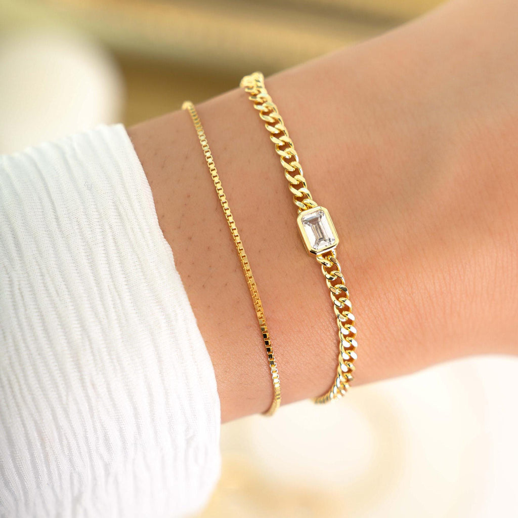 Box Chain Bracelet, Dainty Bracelet, Minimalist Bracelet, Gold Bracelet, Silver Bracelet, Adjustable Bracelet, Gift for Her, Jewelry Set