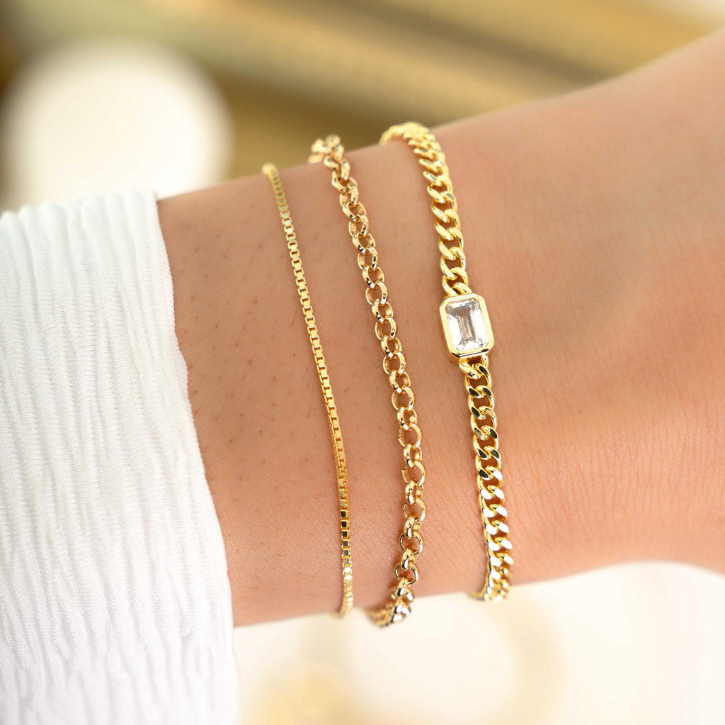 Box Chain Bracelet, Dainty Bracelet, Minimalist Bracelet, Gold Bracelet, Silver Bracelet, Adjustable Bracelet, Gift for Her, Jewelry Set