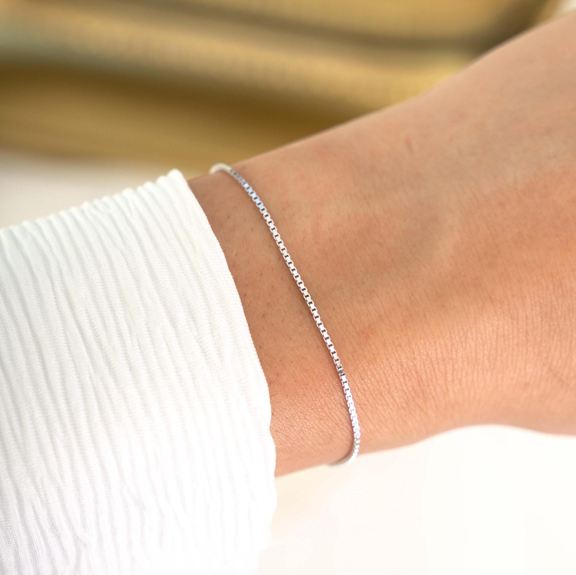 Box Chain Bracelet, Dainty Bracelet, Minimalist Bracelet, Gold Bracelet, Silver Bracelet, Adjustable Bracelet, Gift for Her, Jewelry Set