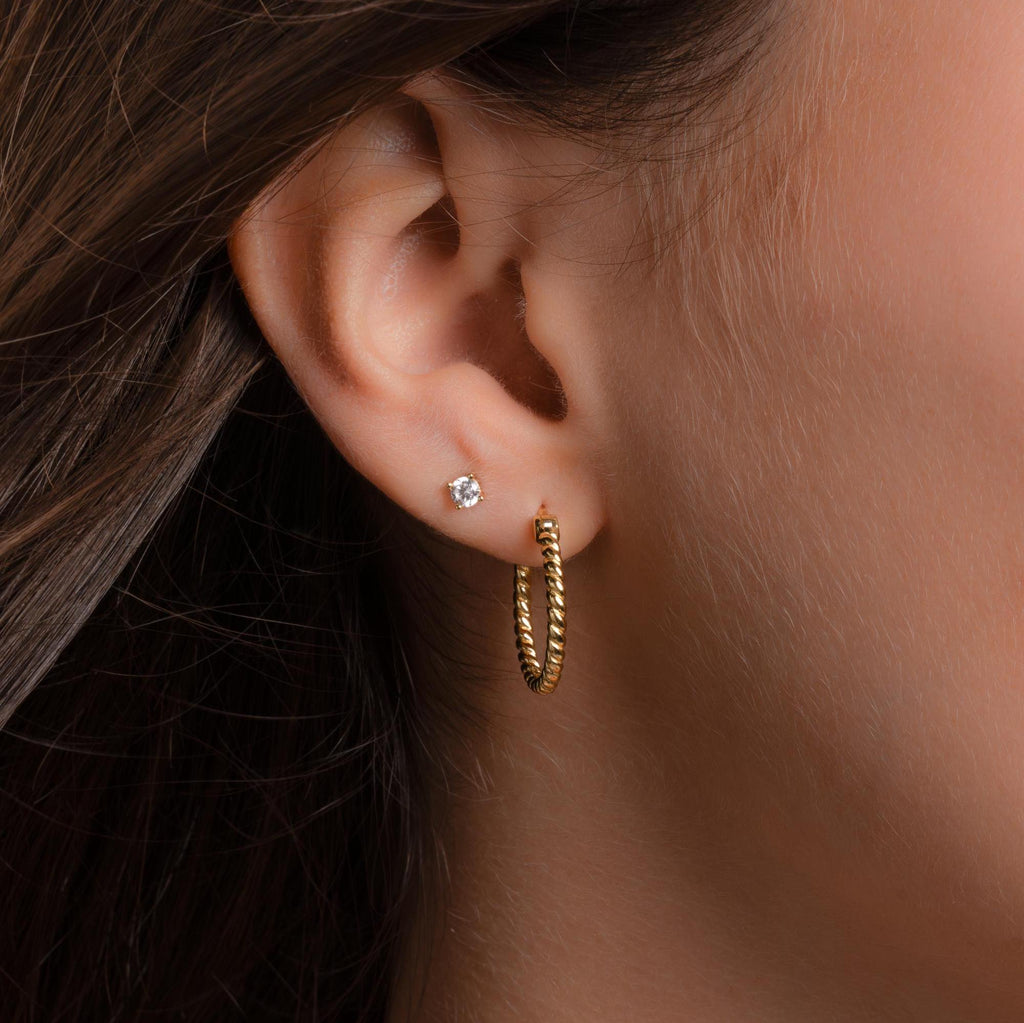Spiral Hoop Earrings, Twist Hoop Earrings, Minimalist Earrings, Gold Hoop Earrings, Dainty Earrings, Aesthetic Earrings Medium Hoop Earrings