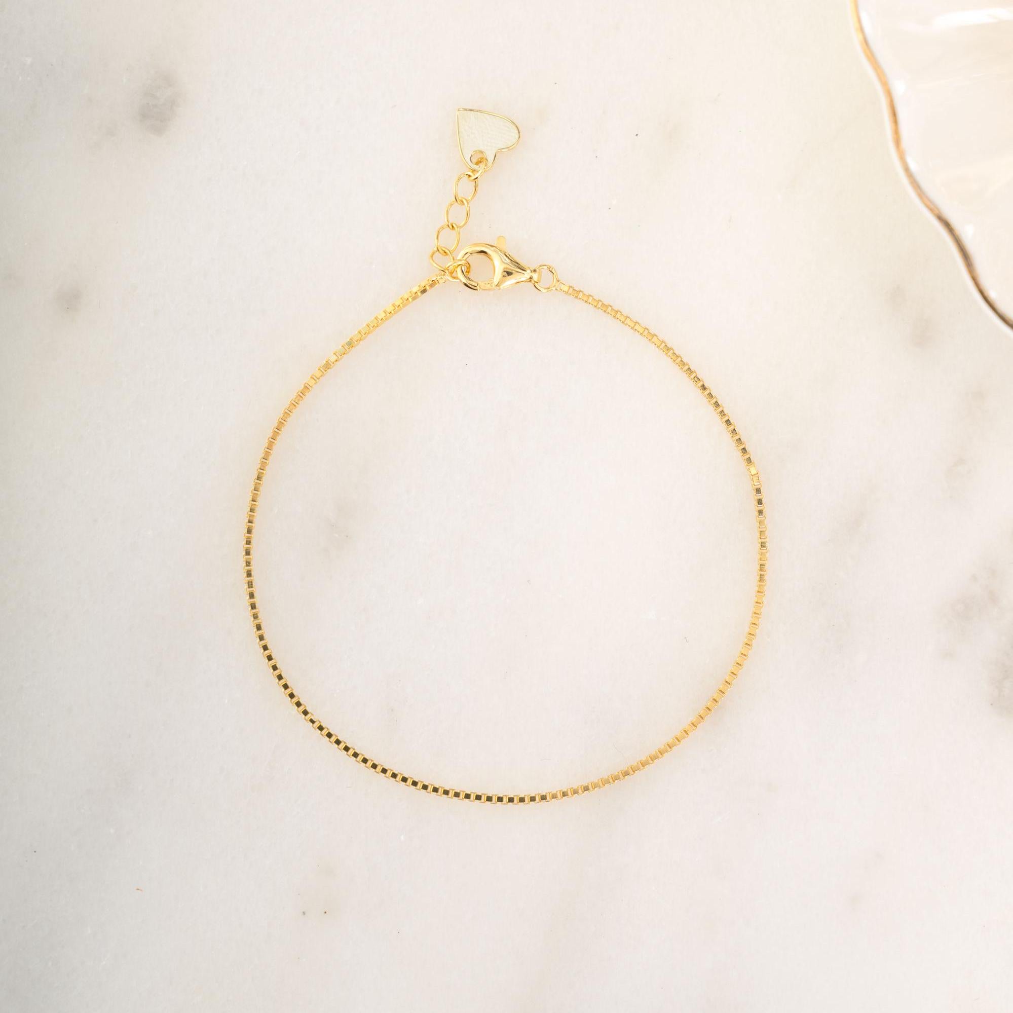 Box Chain Bracelet, Dainty Bracelet, Minimalist Bracelet, Gold Bracelet, Silver Bracelet, Adjustable Bracelet, Gift for Her, Jewelry Set