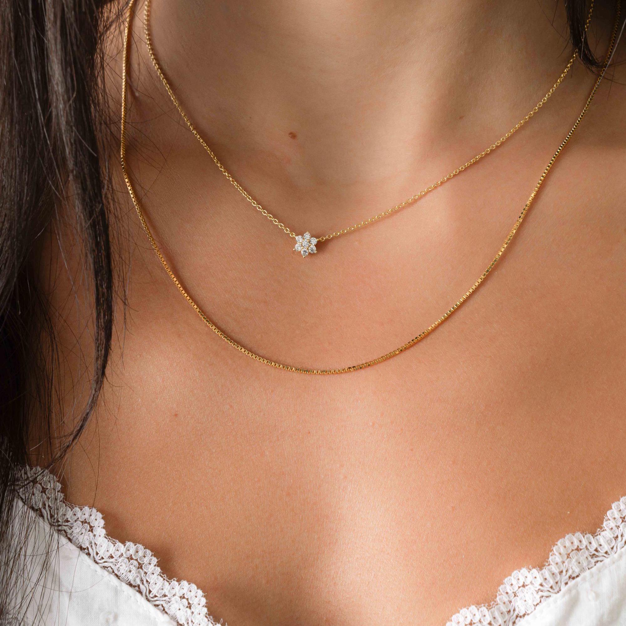 Box Chain Necklace, Minimalist Necklace, Chain Necklace, Dainty Necklace, Gift for Her, Gold Necklace, Silver Necklace, Simple Necklace