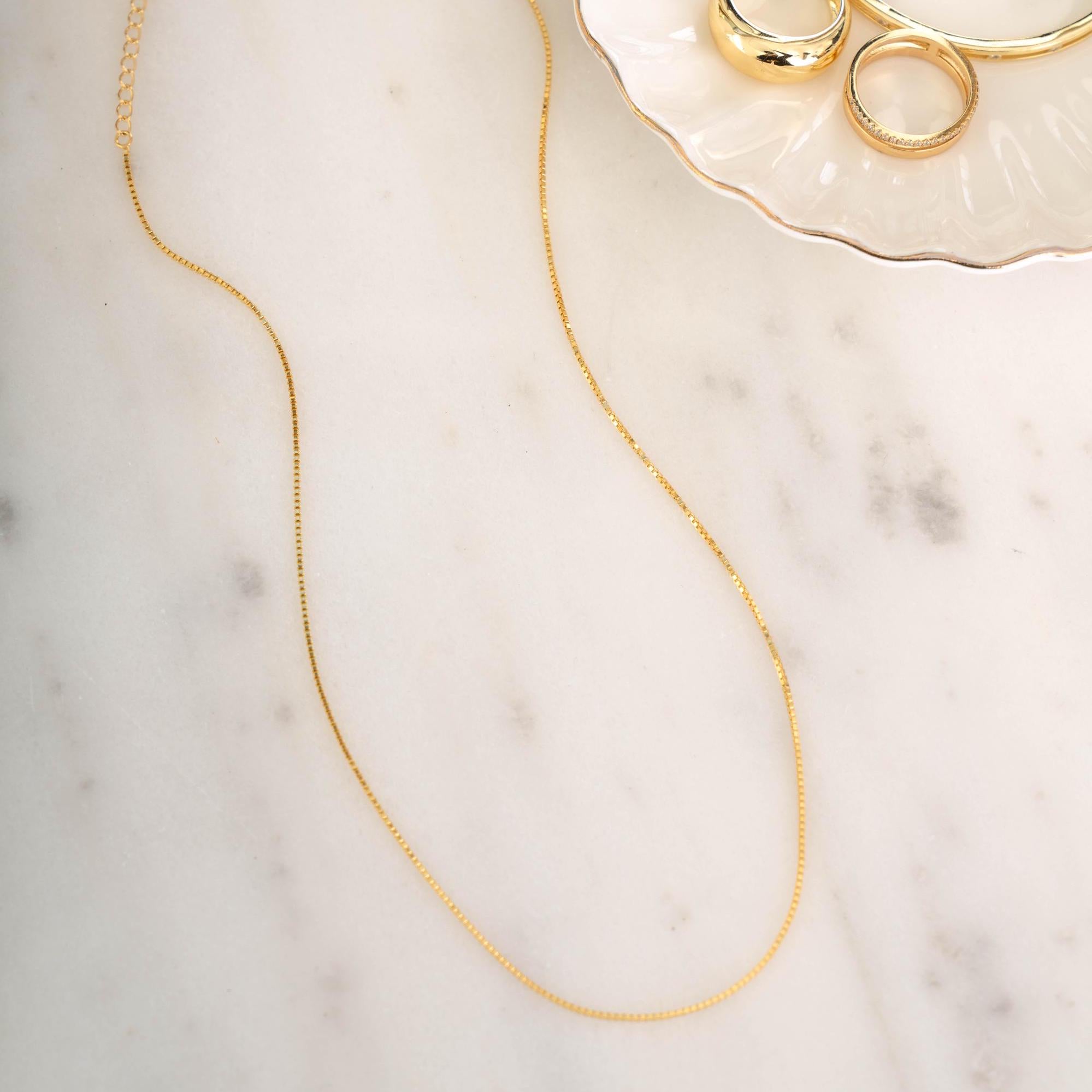 Box Chain Necklace, Minimalist Necklace, Chain Necklace, Dainty Necklace, Gift for Her, Gold Necklace, Silver Necklace, Simple Necklace