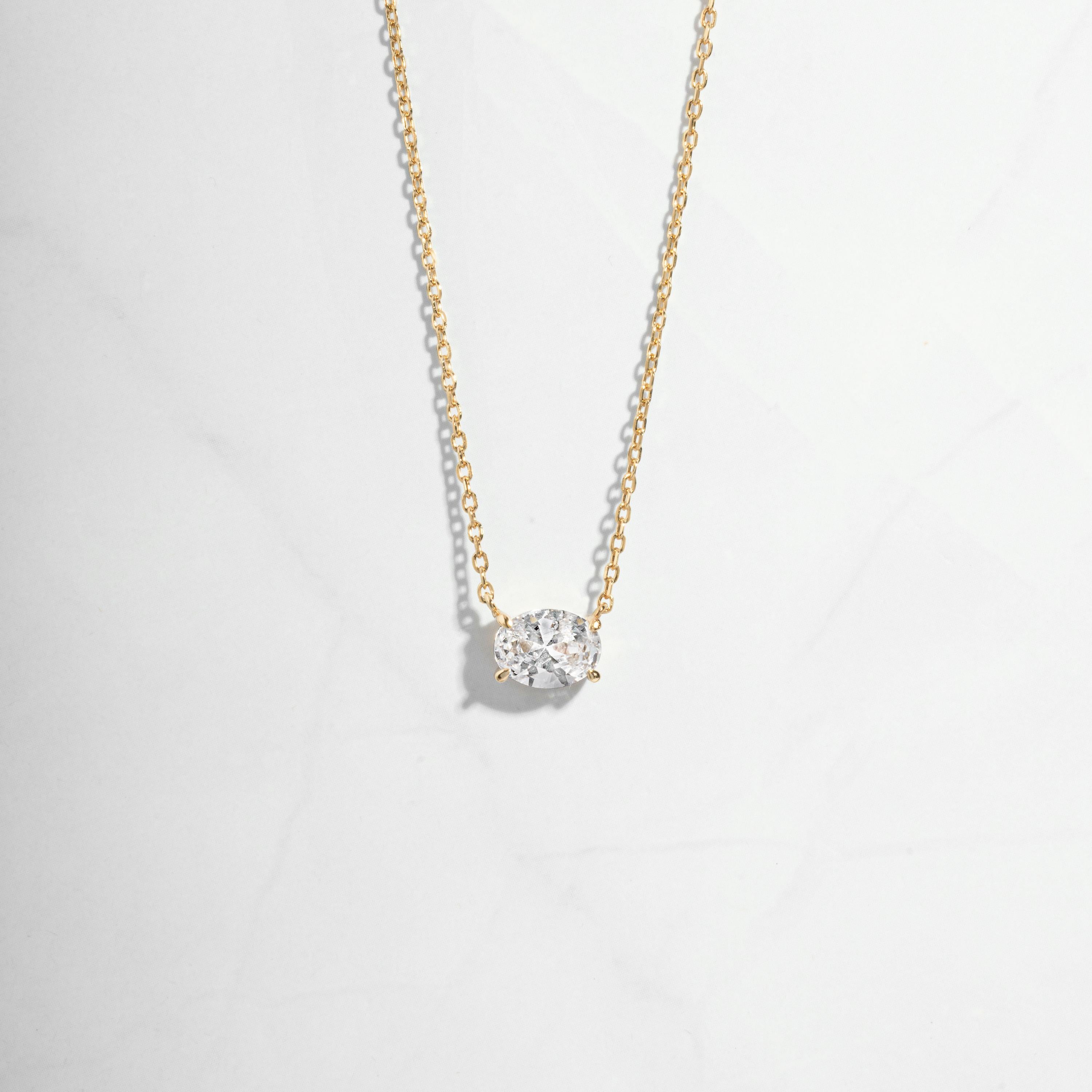 Oval Necklace, Solitaire Necklace, Pendant Necklace, Diamond Pendant, Dainty Gold Necklace, Bridal Jewelry, Layering Necklace