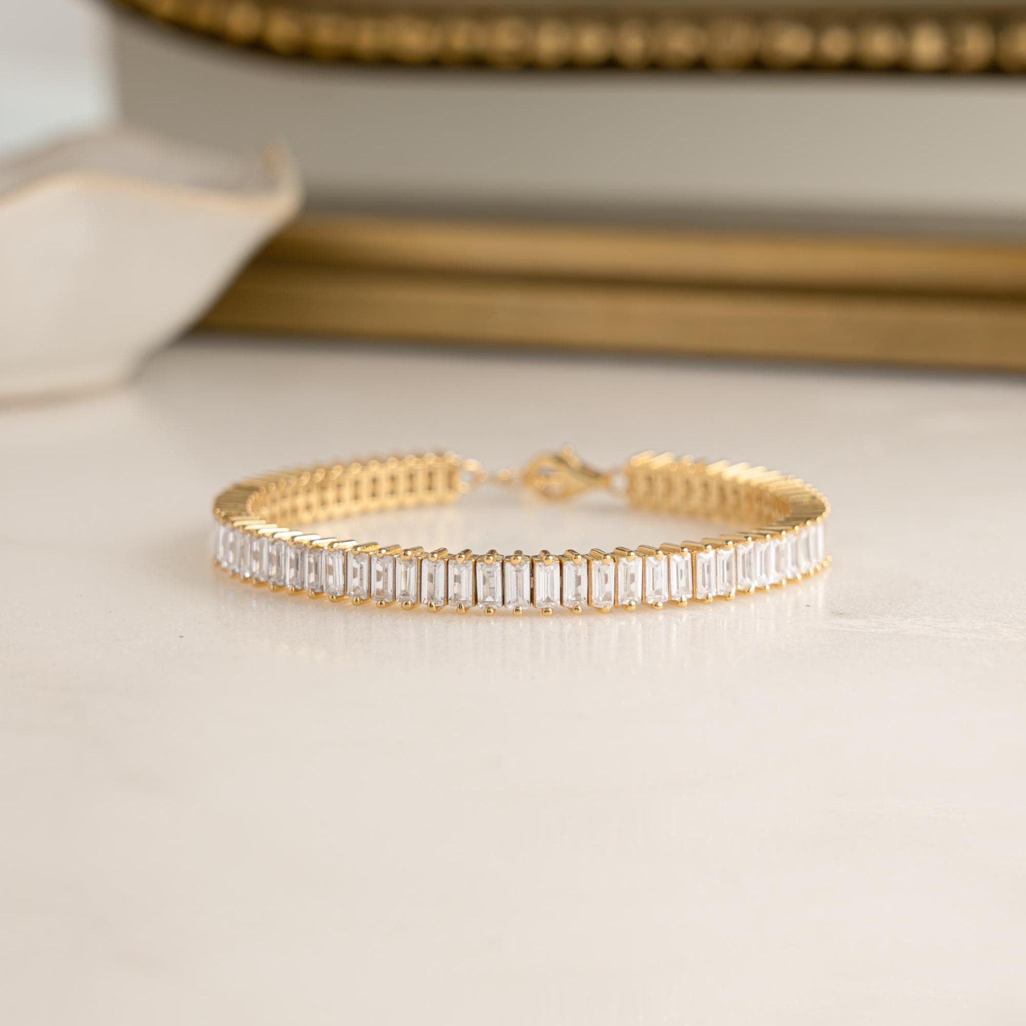 Tennis Bracelet, Gold Bracelet, Baguette Bracelet, Diamond Bracelet, Gift For Her, Wedding Jewelry, Statement Bracelet, Bridal Jewelry