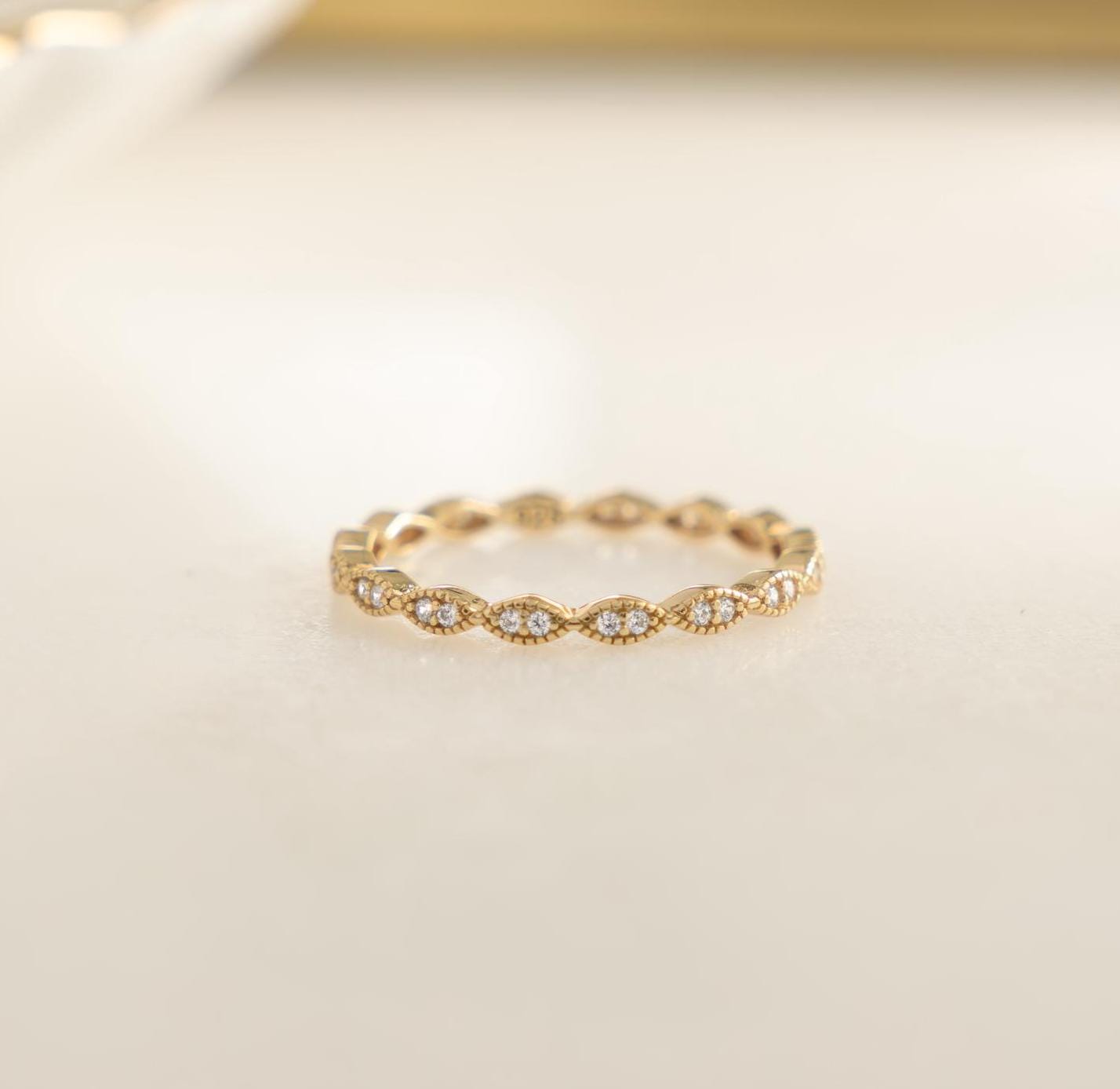 Eternity Band, Minimalist Ring, Stacking Ring, Eternity Ring, Stacking Ring, Diamond Ring, Dainty Ring, Wedding Band, Gift for Her Gold Ring