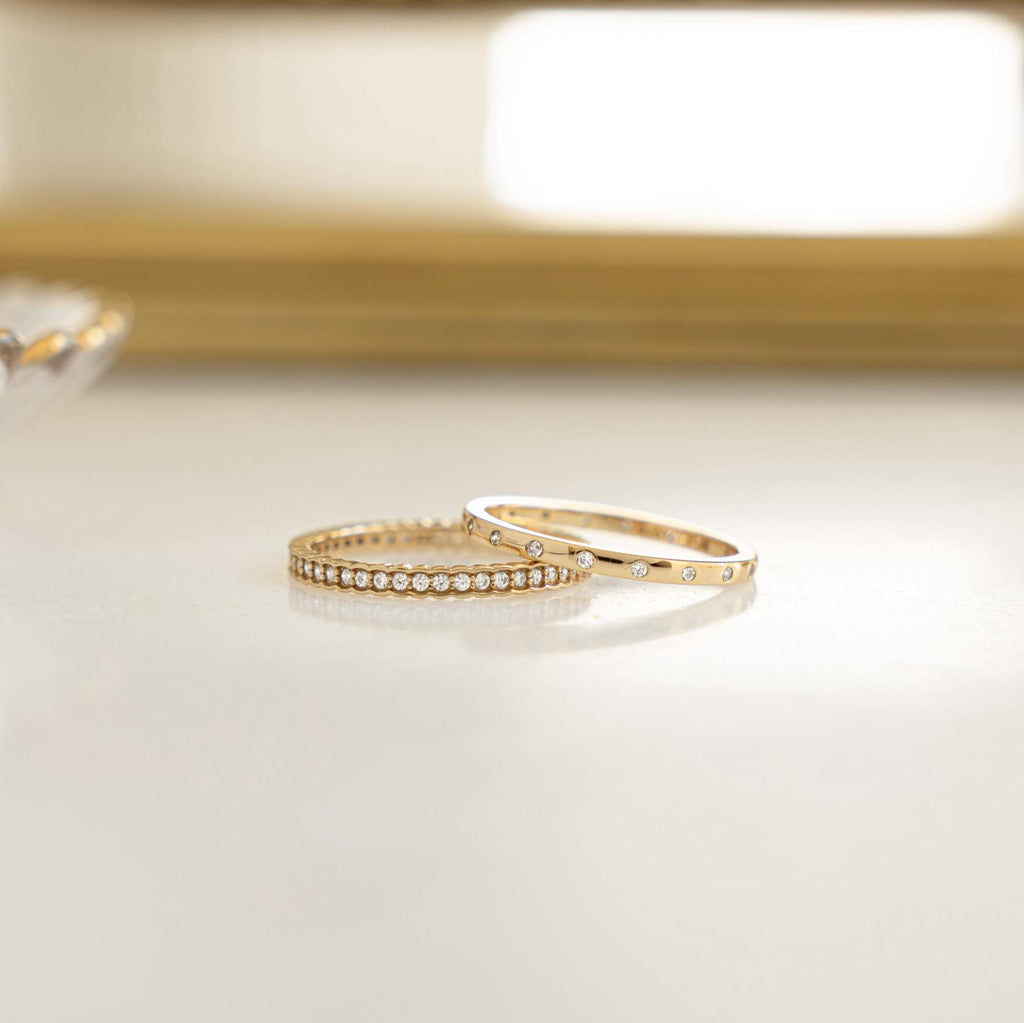 2 Rings Set, Stackable Rings, Eternity Rings, Silver Rings, Bezel Ring Set, Jewelry Set, Gift for Her, Minimalist Rings, Gold Rings