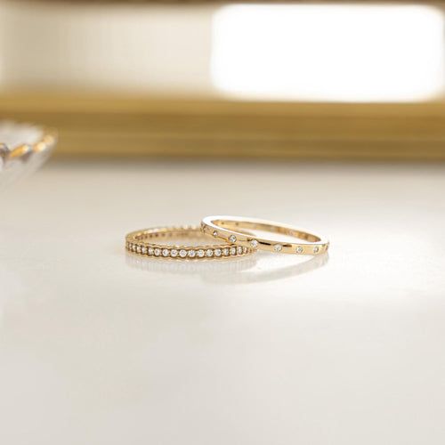 2 Rings Set, Stackable Rings, Eternity Rings, Silver Rings, Bezel Ring Set, Jewelry Set, Gift for Her, Minimalist Rings, Gold Rings