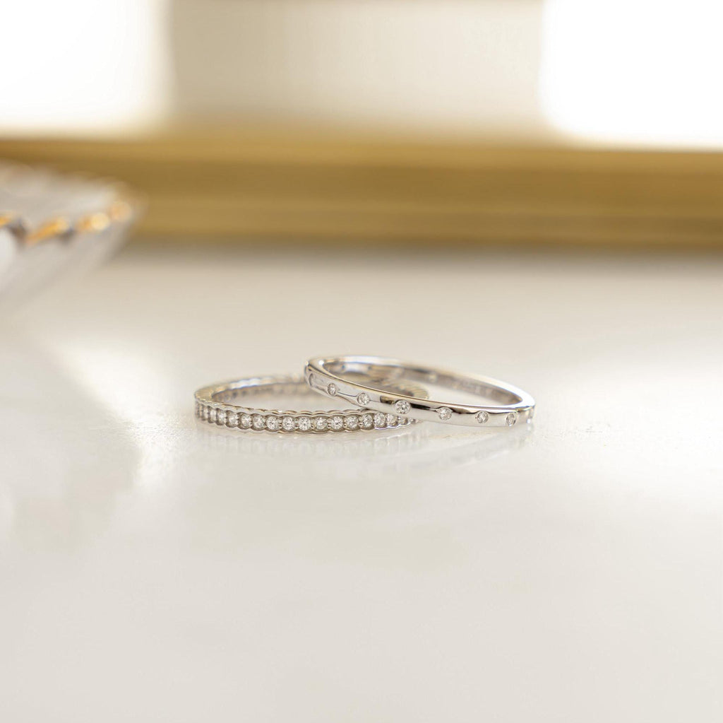 2 Rings Set, Stackable Rings, Eternity Rings, Silver Rings, Bezel Ring Set, Jewelry Set, Gift for Her, Minimalist Rings, Gold Rings