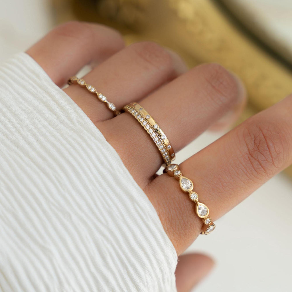 2 Rings Set, Stackable Rings, Eternity Rings, Silver Rings, Bezel Ring Set, Jewelry Set, Gift for Her, Minimalist Rings, Gold Rings