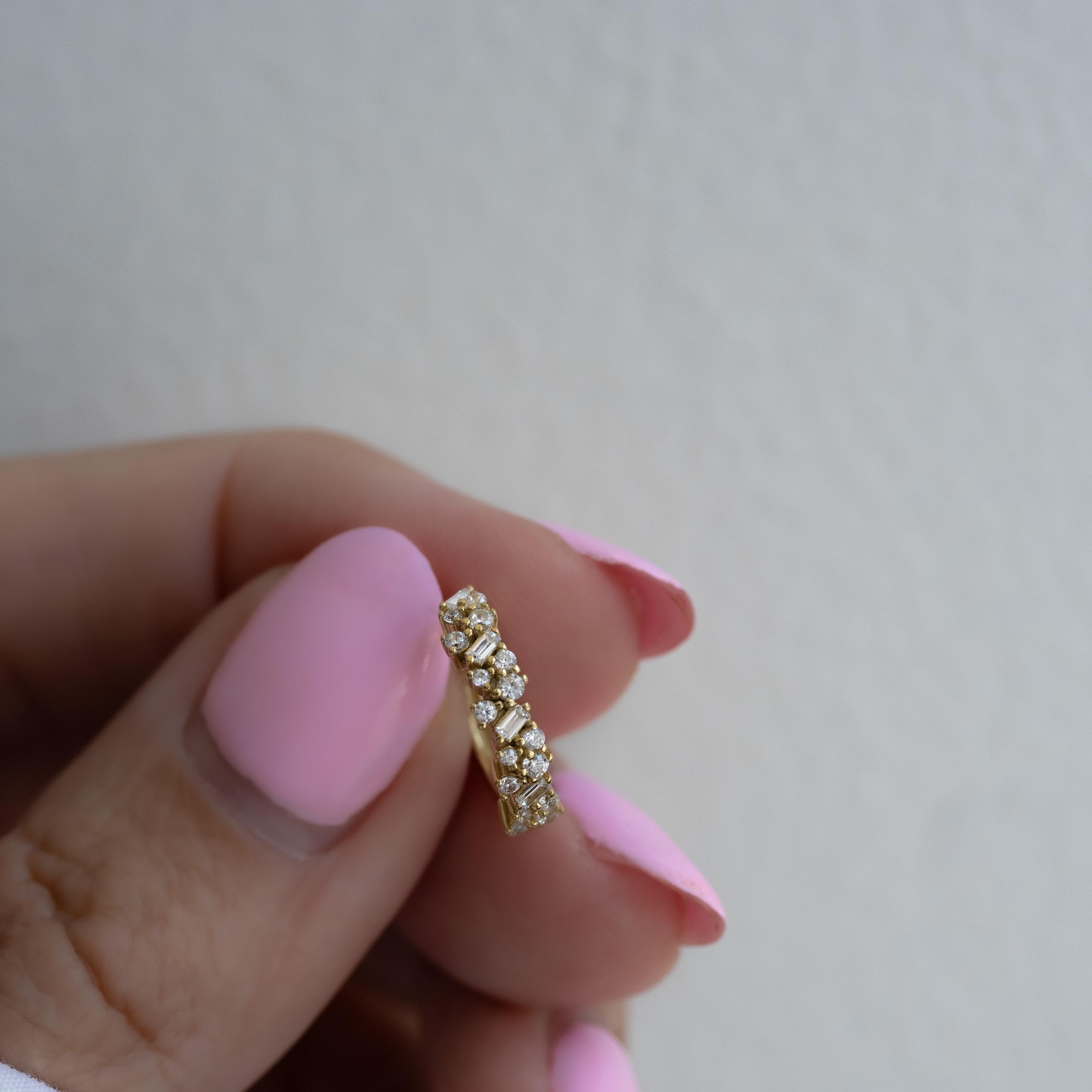 Multi Stone Huggie Hoop Earrings, Huggie Earrings, Small Hoop Earrings, Diamond Earrings, Bridesmaid Gift, Gift for Her, Bridal Earrings