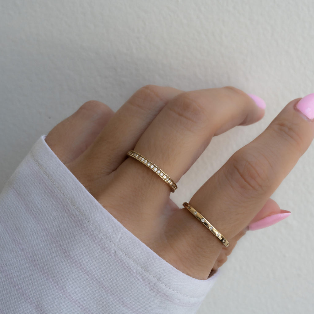 2 Rings Set, Stackable Rings, Eternity Rings, Silver Rings, Bezel Ring Set, Jewelry Set, Gift for Her, Minimalist Rings, Gold Rings