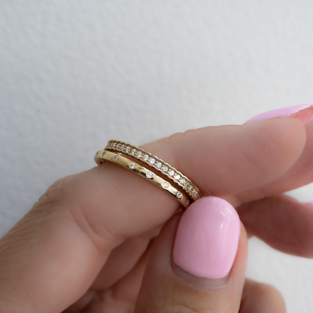 2 Rings Set, Stackable Rings, Eternity Rings, Silver Rings, Bezel Ring Set, Jewelry Set, Gift for Her, Minimalist Rings, Gold Rings
