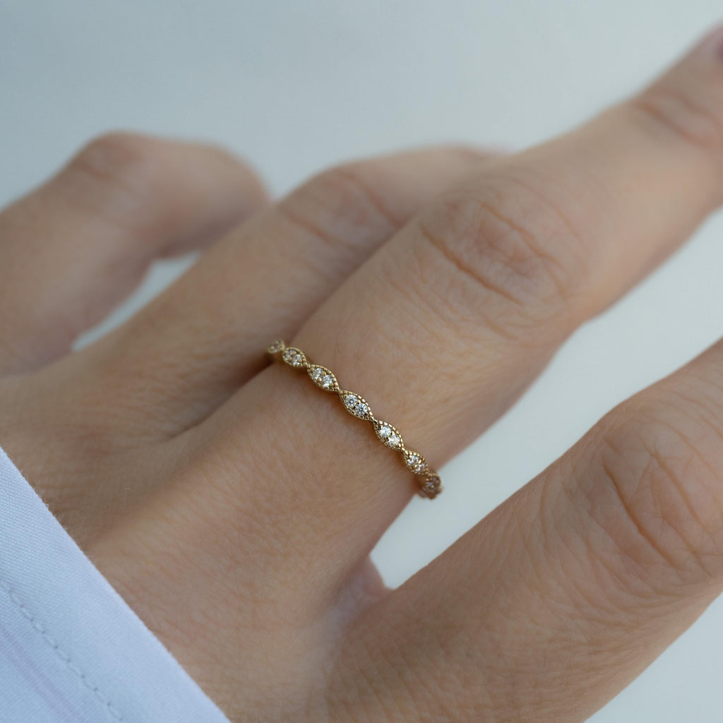 Eternity Band, Minimalist Ring, Stacking Ring, Eternity Ring, Stacking Ring, Diamond Ring, Dainty Ring, Wedding Band, Gift for Her Gold Ring