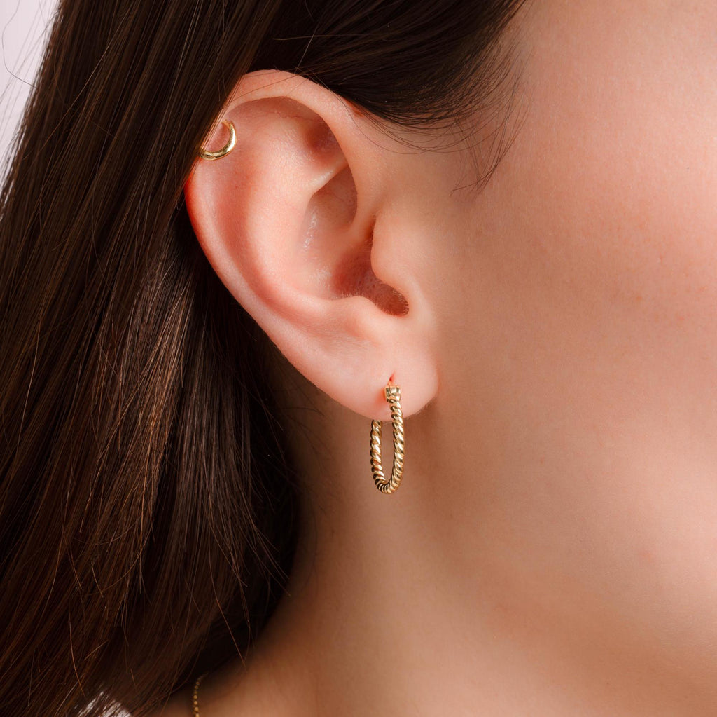 Spiral Hoop Earrings, Twist Hoop Earrings, Minimalist Earrings, Gold Hoop Earrings, Dainty Earrings, Aesthetic Earrings Medium Hoop Earrings