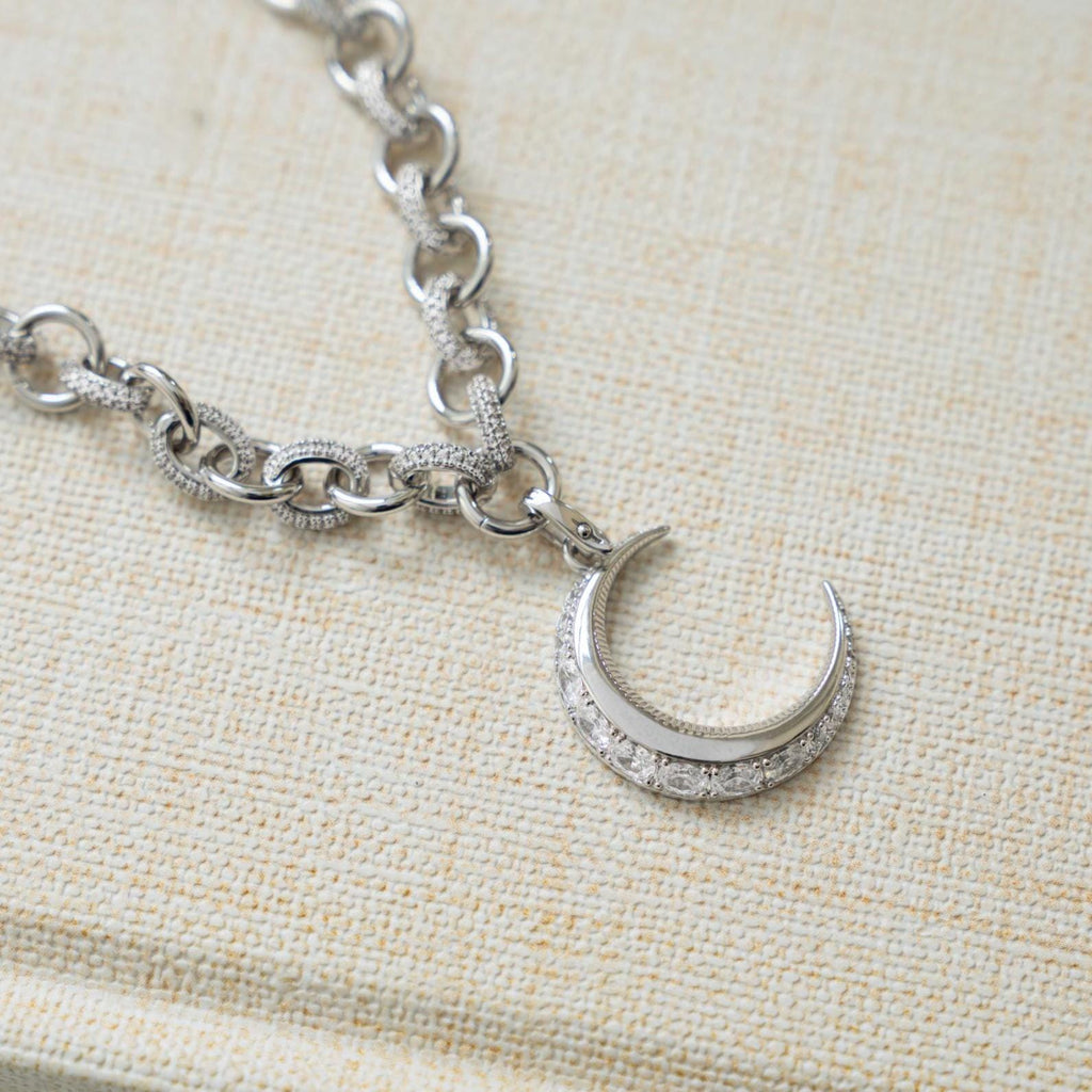 Crescent Moon Necklace, Moon Pendant Necklace, Gold Chain Necklace, Celestial Jewelry, Charm Necklace, Statement Necklace, Gift for Her