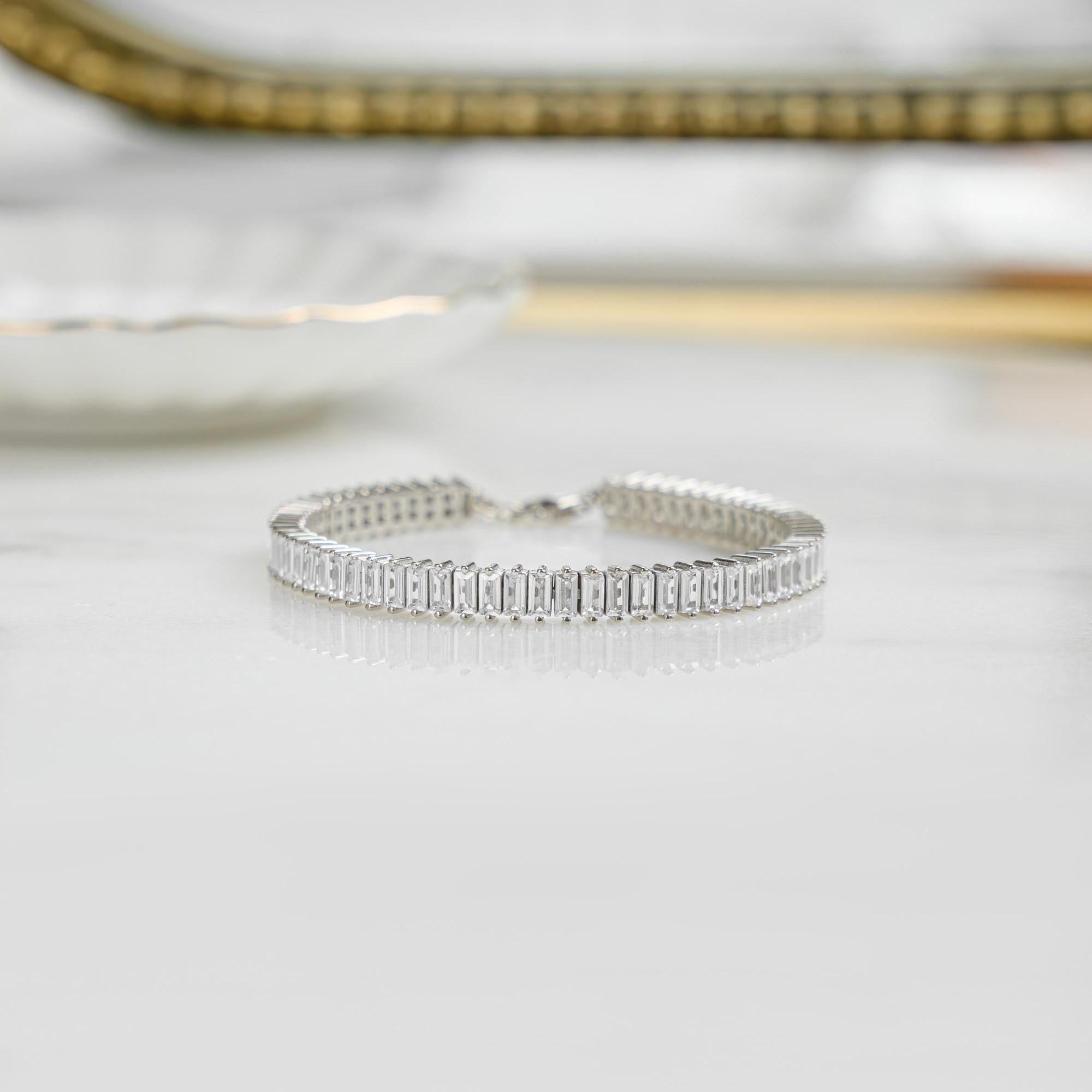 Tennis Bracelet, Gold Bracelet, Baguette Bracelet, Diamond Bracelet, Gift For Her, Wedding Jewelry, Statement Bracelet, Bridal Jewelry