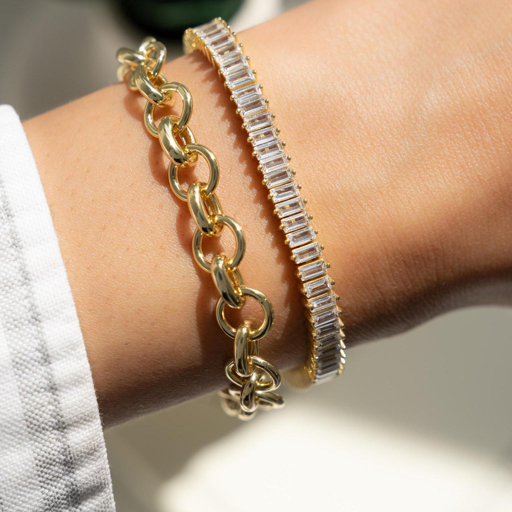Tennis Bracelet, Gold Bracelet, Baguette Bracelet, Diamond Bracelet, Gift For Her, Wedding Jewelry, Statement Bracelet, Bridal Jewelry