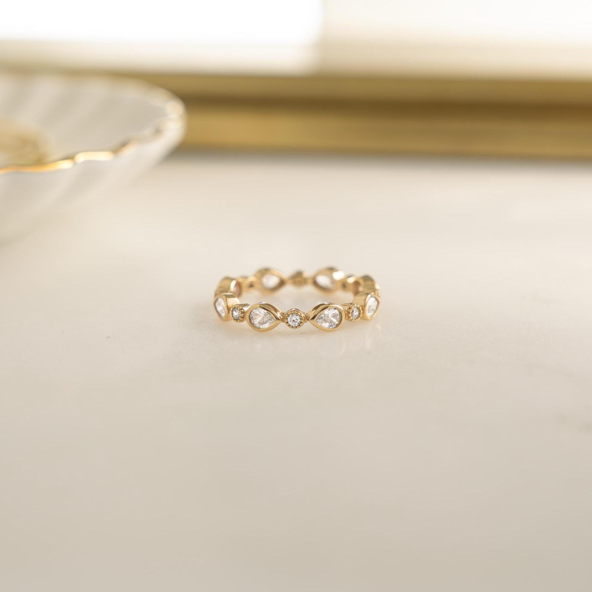 Eternity Ring, Stacking Ring, Diamond Ring, Gold Ring, Dainty Ring, Silver Ring, Minimalist Ring, Bezel Ring, Gift for Her, Promise Ring