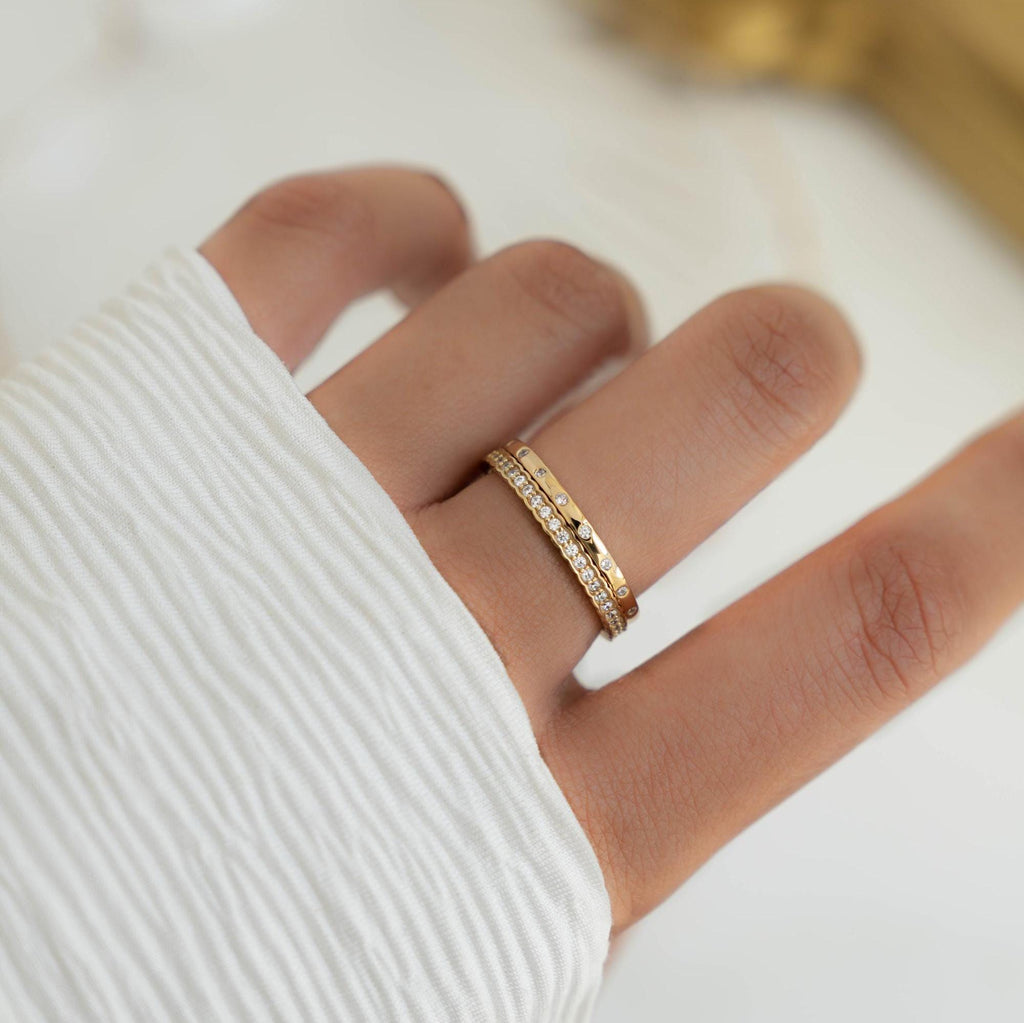 2 Rings Set, Stackable Rings, Eternity Rings, Silver Rings, Bezel Ring Set, Jewelry Set, Gift for Her, Minimalist Rings, Gold Rings