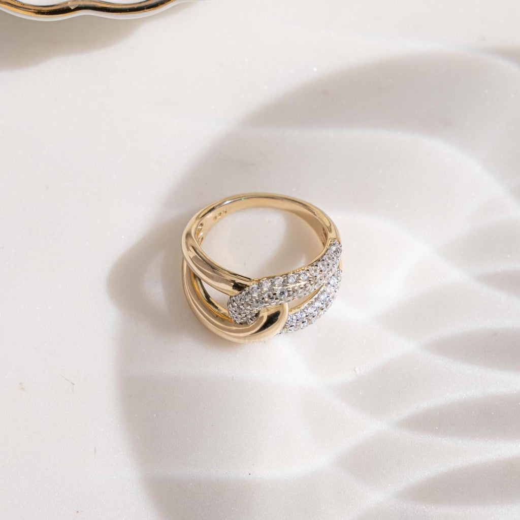 Mixed Metal Ring, Interlocking Ring, Statement Ring, Stackable Ring, Trendy Ring, Unique Ring, Chunky Ring Sterling Silver Ring Gift For Her