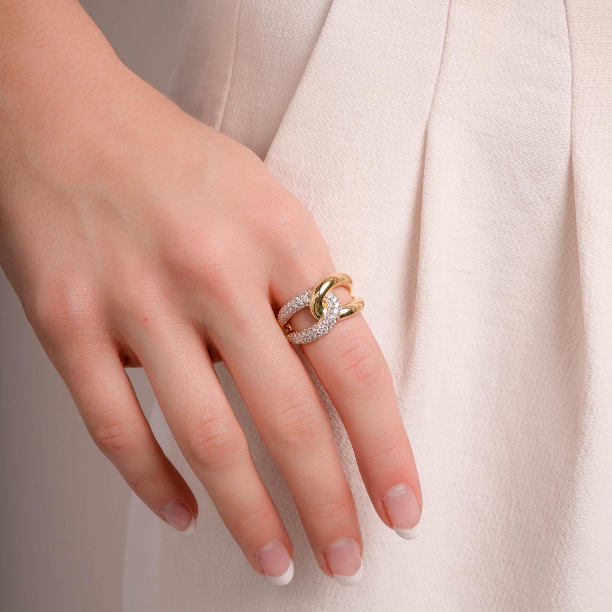 Mixed Metal Ring, Interlocking Ring, Statement Ring, Stackable Ring, Trendy Ring, Unique Ring, Chunky Ring Sterling Silver Ring Gift For Her