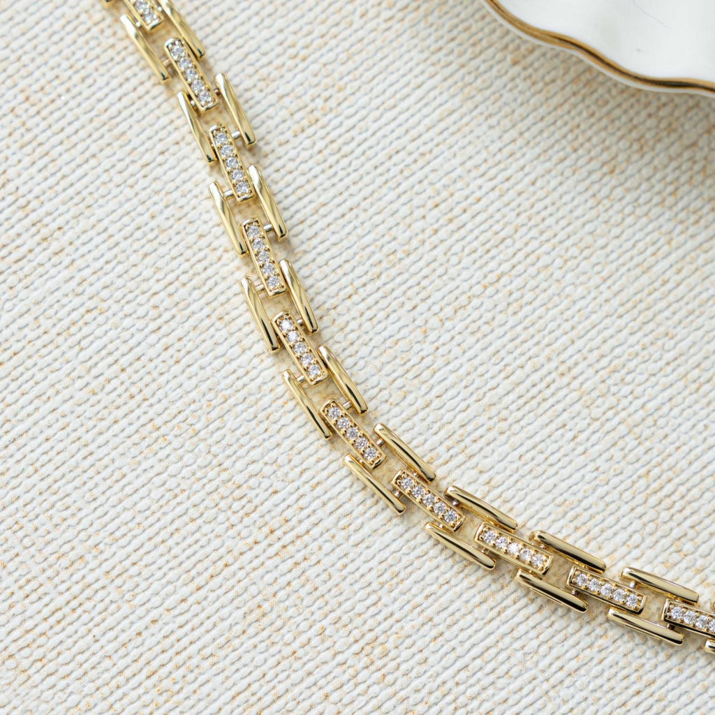Chain Link Bracelet, Chain Bracelet, Watch Bracelet, Vintage Bracelet, Chunky Bracelet, Diamond Bracelet, Gold Bracelet, Gift For Her