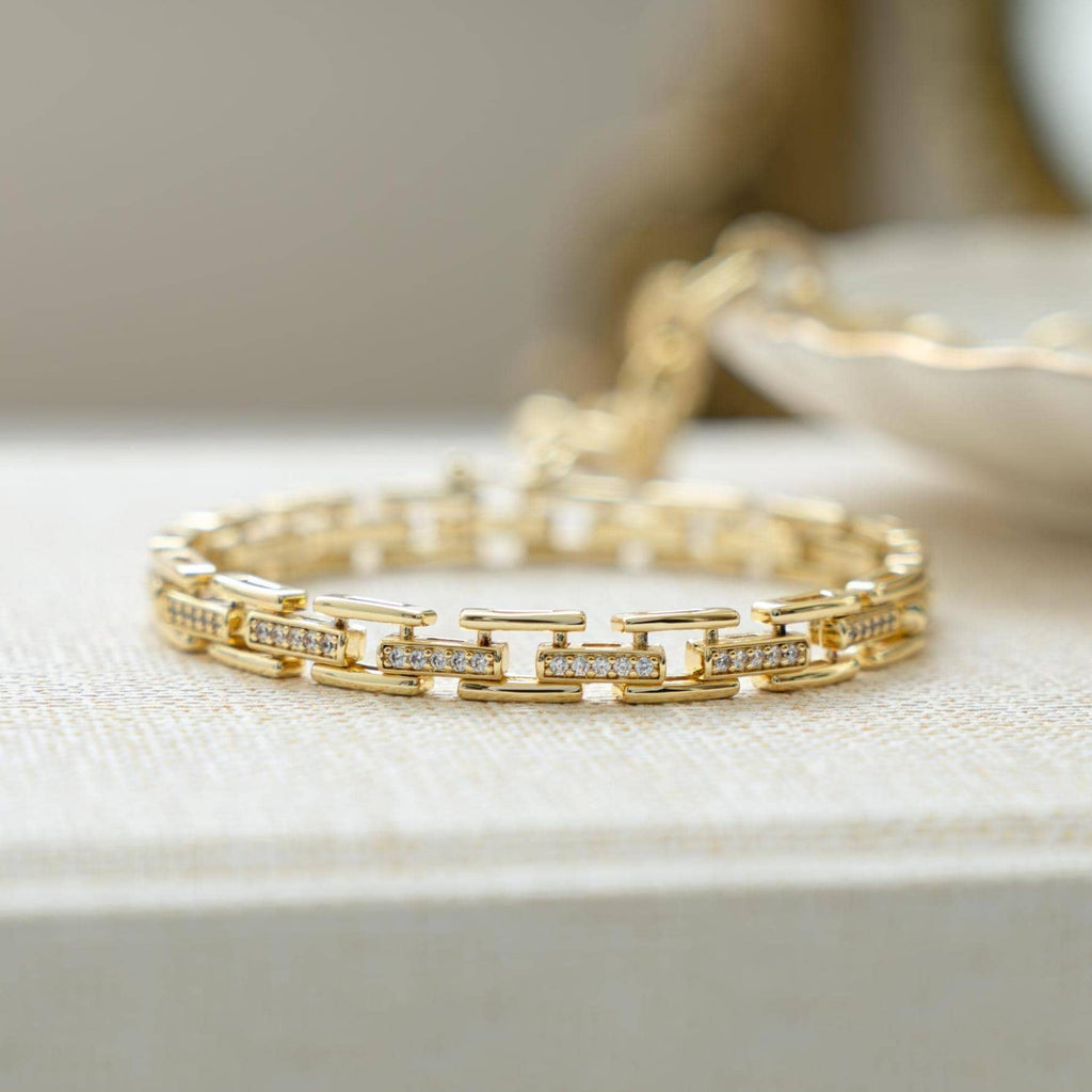 Chain Link Bracelet, Chain Bracelet, Watch Bracelet, Vintage Bracelet, Chunky Bracelet, Diamond Bracelet, Gold Bracelet, Gift For Her