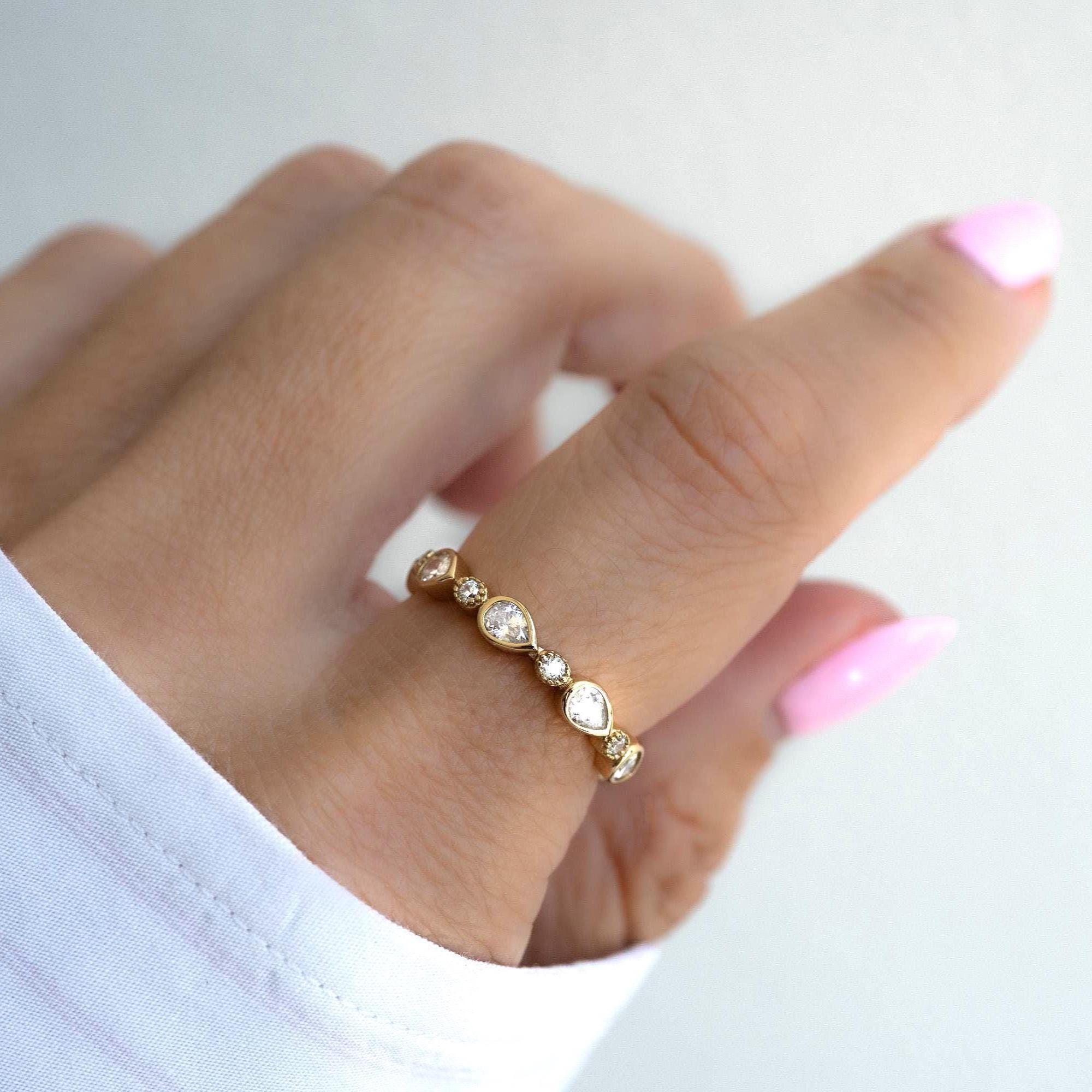 Eternity Ring, Stacking Ring, Diamond Ring, Gold Ring, Dainty Ring, Silver Ring, Minimalist Ring, Bezel Ring, Gift for Her, Promise Ring