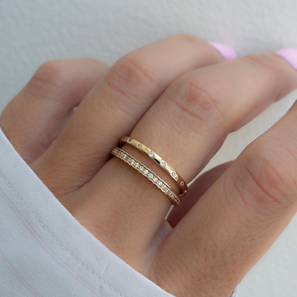 2 Rings Set, Stackable Rings, Eternity Rings, Silver Rings, Bezel Ring Set, Jewelry Set, Gift for Her, Minimalist Rings, Gold Rings