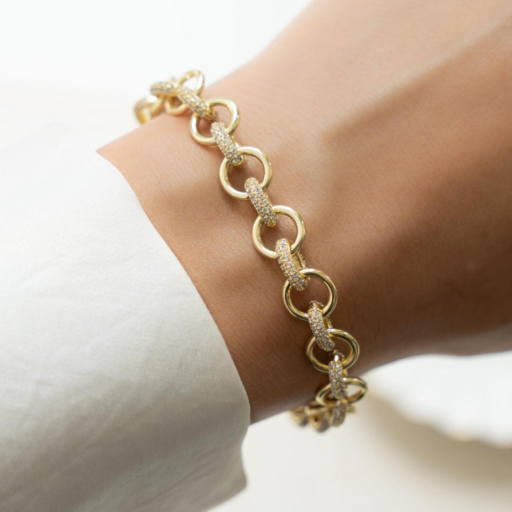 Pavé Chain Link Bracelet, Chain Link Bracelet, Link Bracelet, Chunky Bracelet, Statement Bracelet, Diamond Bracelet, Vintage Bracelet, Gift