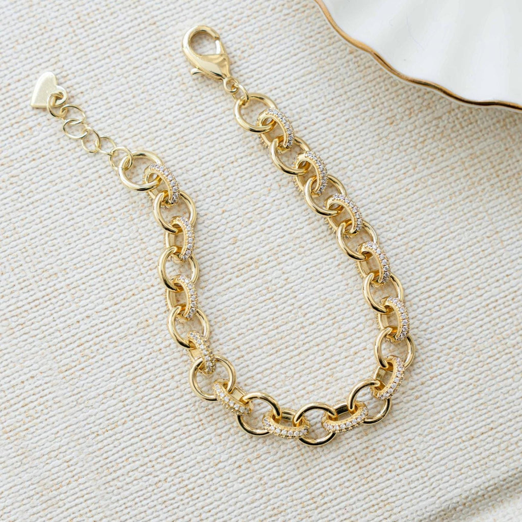 Pavé Chain Link Bracelet, Chain Link Bracelet, Link Bracelet, Chunky Bracelet, Statement Bracelet, Diamond Bracelet, Vintage Bracelet, Gift