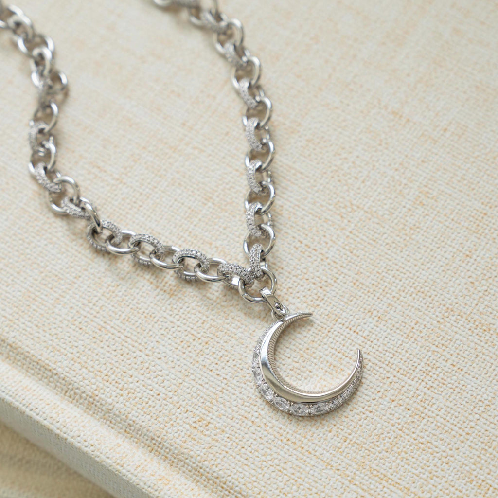Crescent Moon Necklace, Moon Pendant Necklace, Gold Chain Necklace, Celestial Jewelry, Charm Necklace, Statement Necklace, Gift for Her