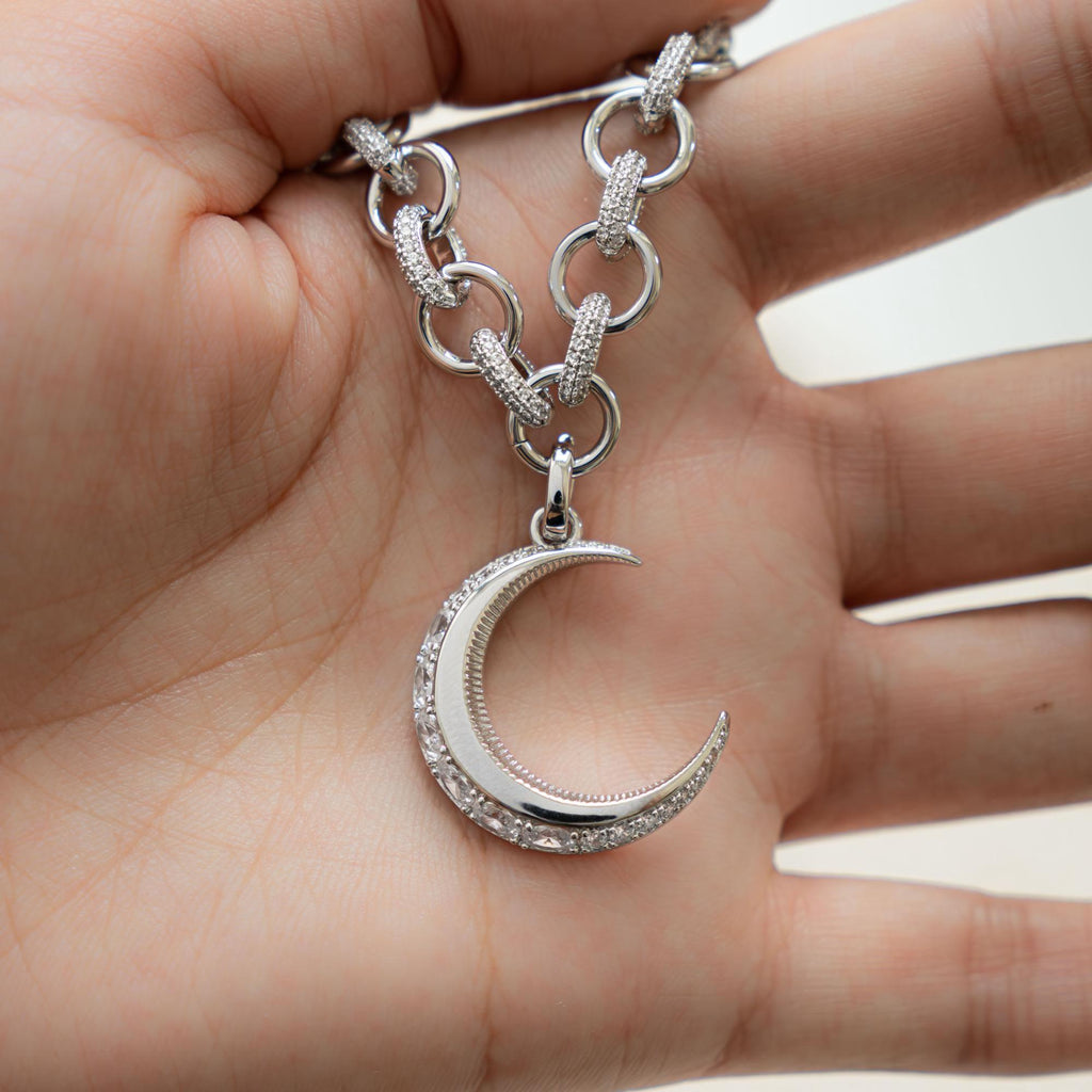 Crescent Moon Necklace, Moon Pendant Necklace, Gold Chain Necklace, Celestial Jewelry, Charm Necklace, Statement Necklace, Gift for Her