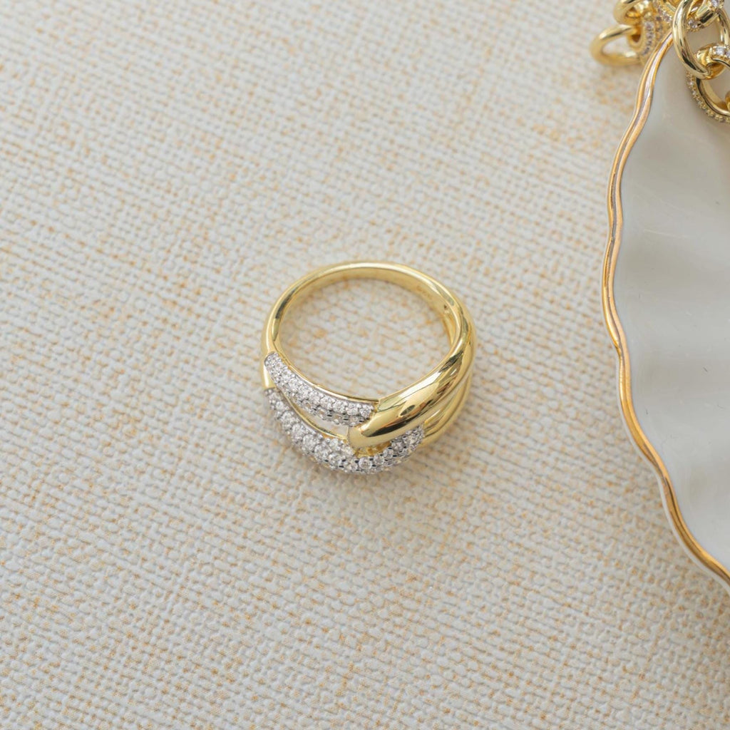 Mixed Metal Ring, Interlocking Ring, Statement Ring, Stackable Ring, Trendy Ring, Unique Ring, Chunky Ring Sterling Silver Ring Gift For Her
