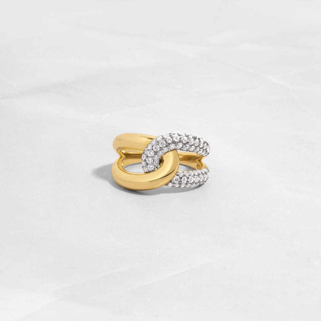 Mixed Metal Ring, Interlocking Ring, Statement Ring, Stackable Ring, Trendy Ring, Unique Ring, Chunky Ring Sterling Silver Ring Gift For Her